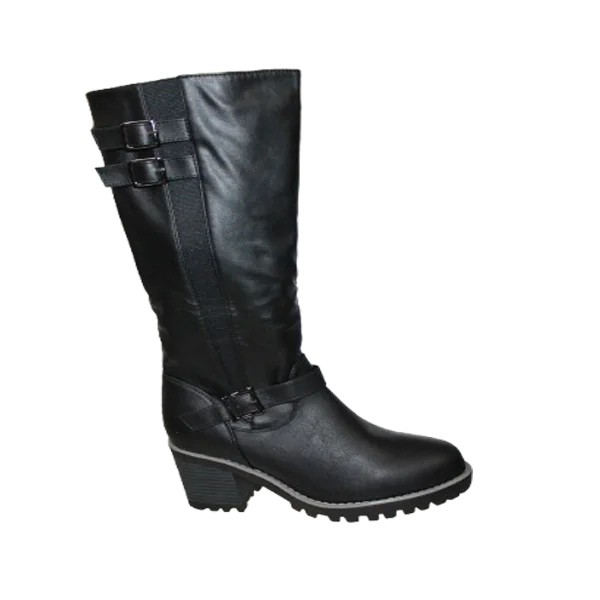 auto draft HTM-6 Ladies Long Heel Boots in Camel and Black High Rise Design