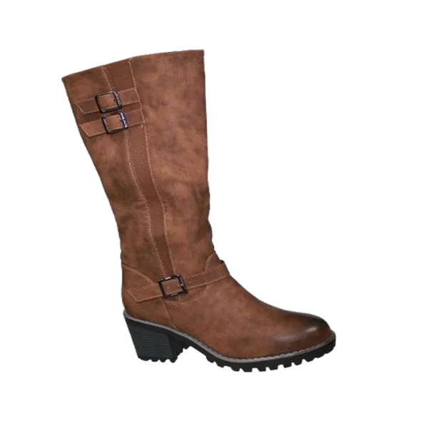 auto draft HTM-6 Ladies Long Heel Boots in Camel and Black High Rise Design