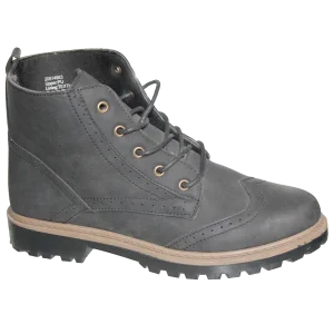 Urban Kulture Brogue Lace Up Boot in Black and Taupe Urban Style